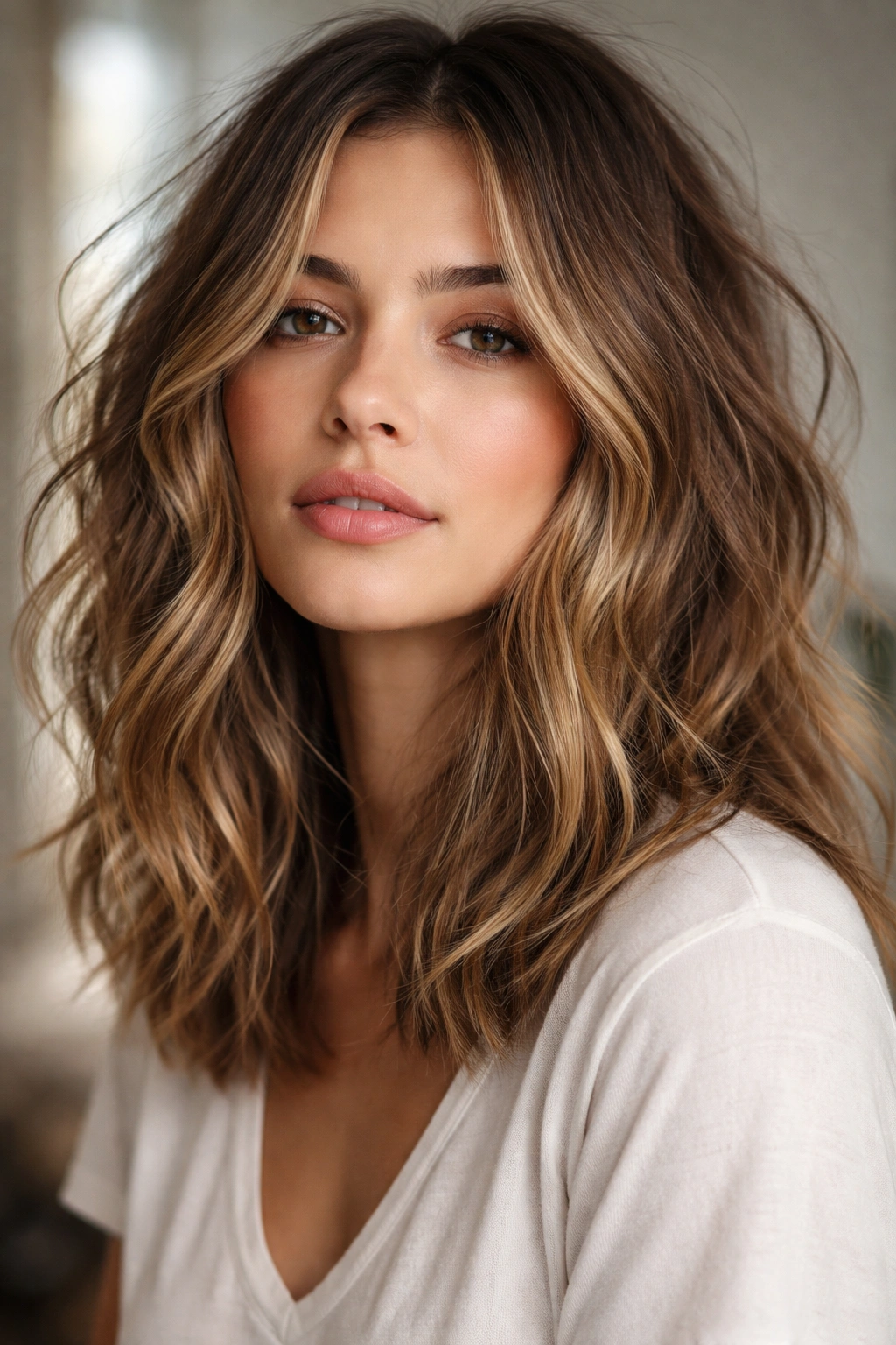 25 Medium Length Hairstyles That Suit Everyone 23 Lived-in textured hair with movement and dimension