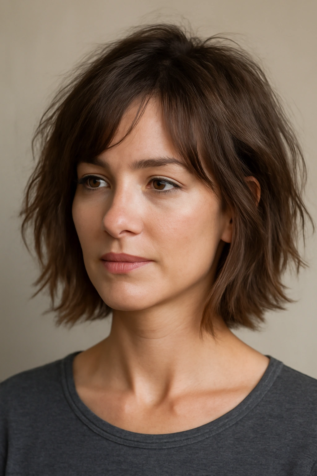 20 Layered Haircuts Sorted by Length and Hair Type 2 Choppy lob on fine, wavy hair with cheekbone layers and textured ends