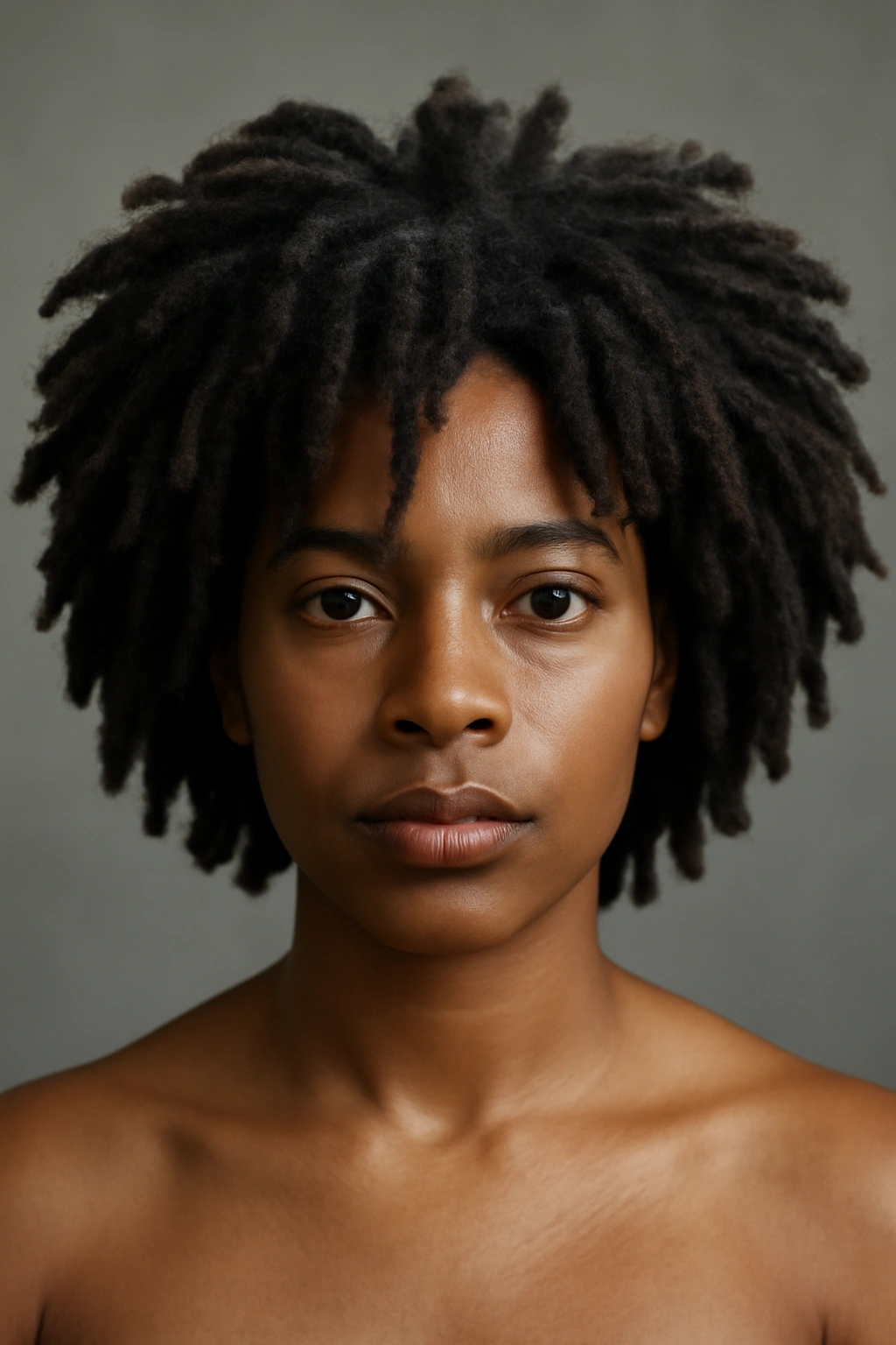 15 Afro Hairstyles for Every Length and Texture 7 Close-up of locs forming a rounded afro silhouette with mixed baby and mature loc textures.