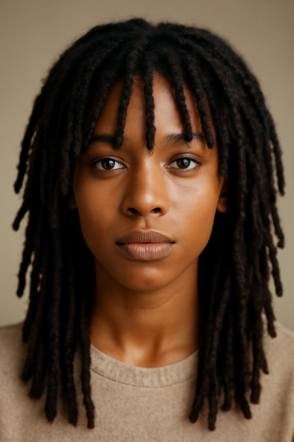 12 Bangs Hairstyles That Flatter Black Women 8 Close-up of a person with face-framing front locs