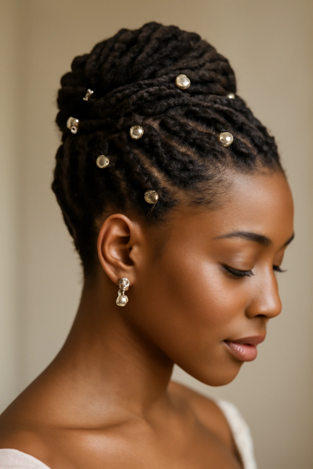 10 Short Hair Wedding Styles Black Brides Will Love 5 Short locs styled with jeweled accessories for wedding