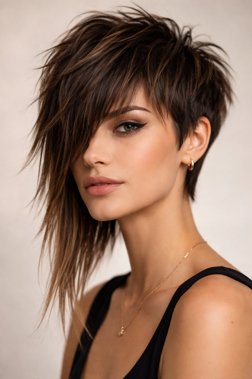 15 Choppy Pixie Cuts Full Of Edge And Texture 9 Choppy pixie with long textured bangs framing the face