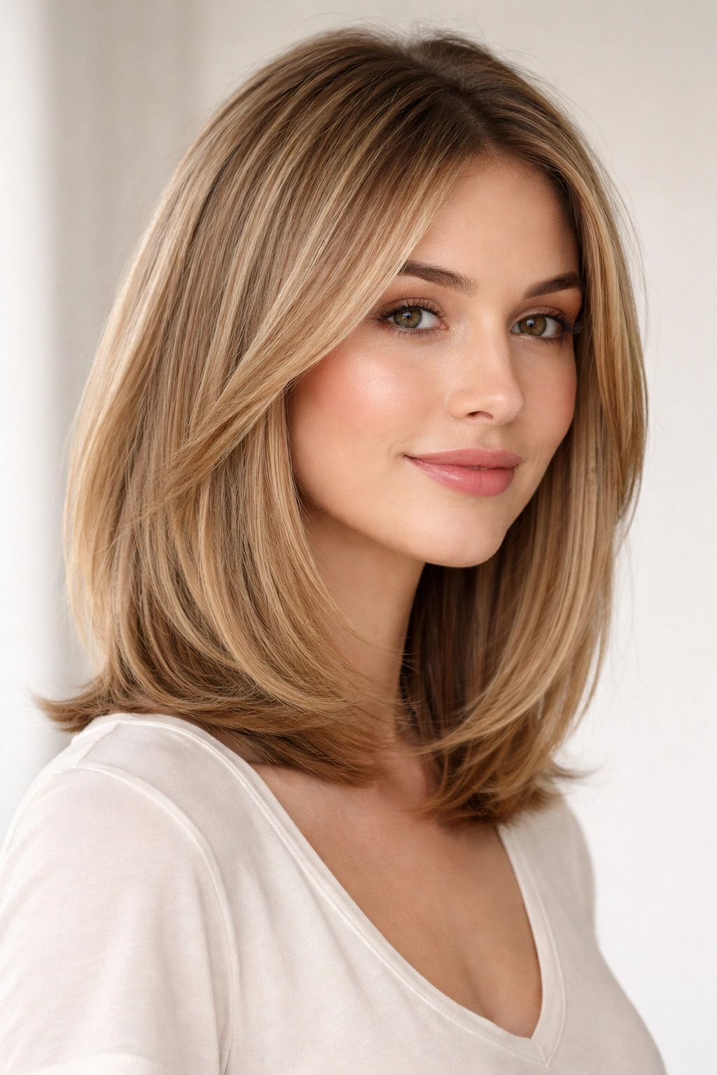 Long bob with crown layers on fine straight hair