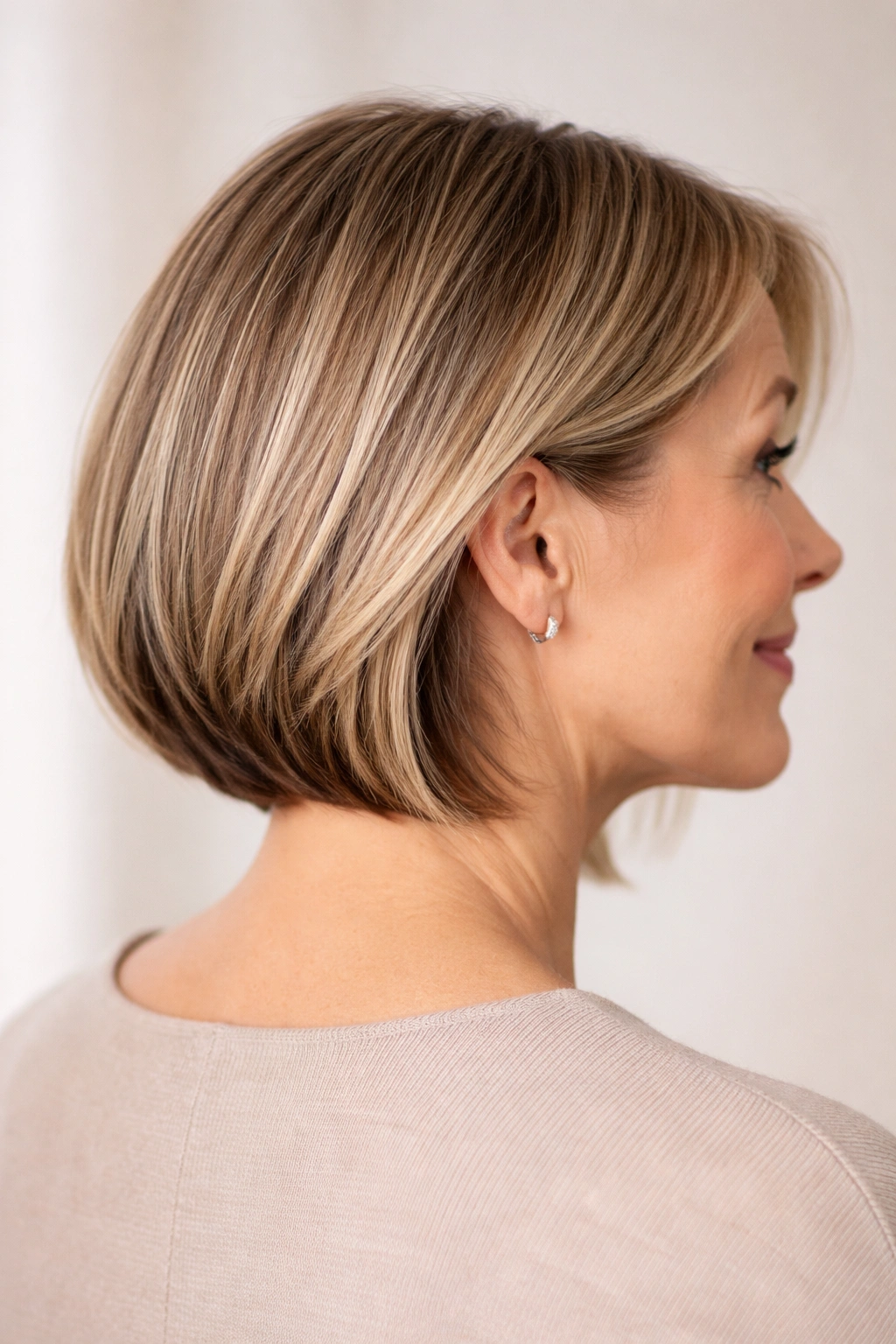 Long bob with a hidden undercut at the nape