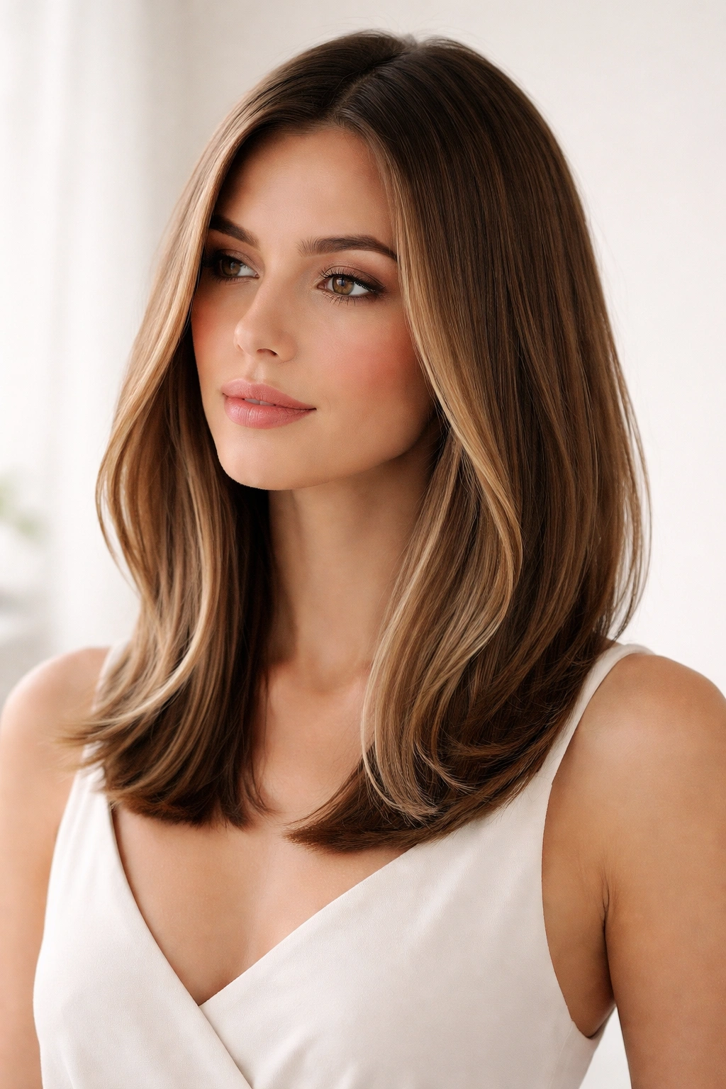 15 Lob Haircuts For Straight And Wavy Textures 6 Long elegant lob hairstyle from collarbone to mid-shoulder with sleek shine