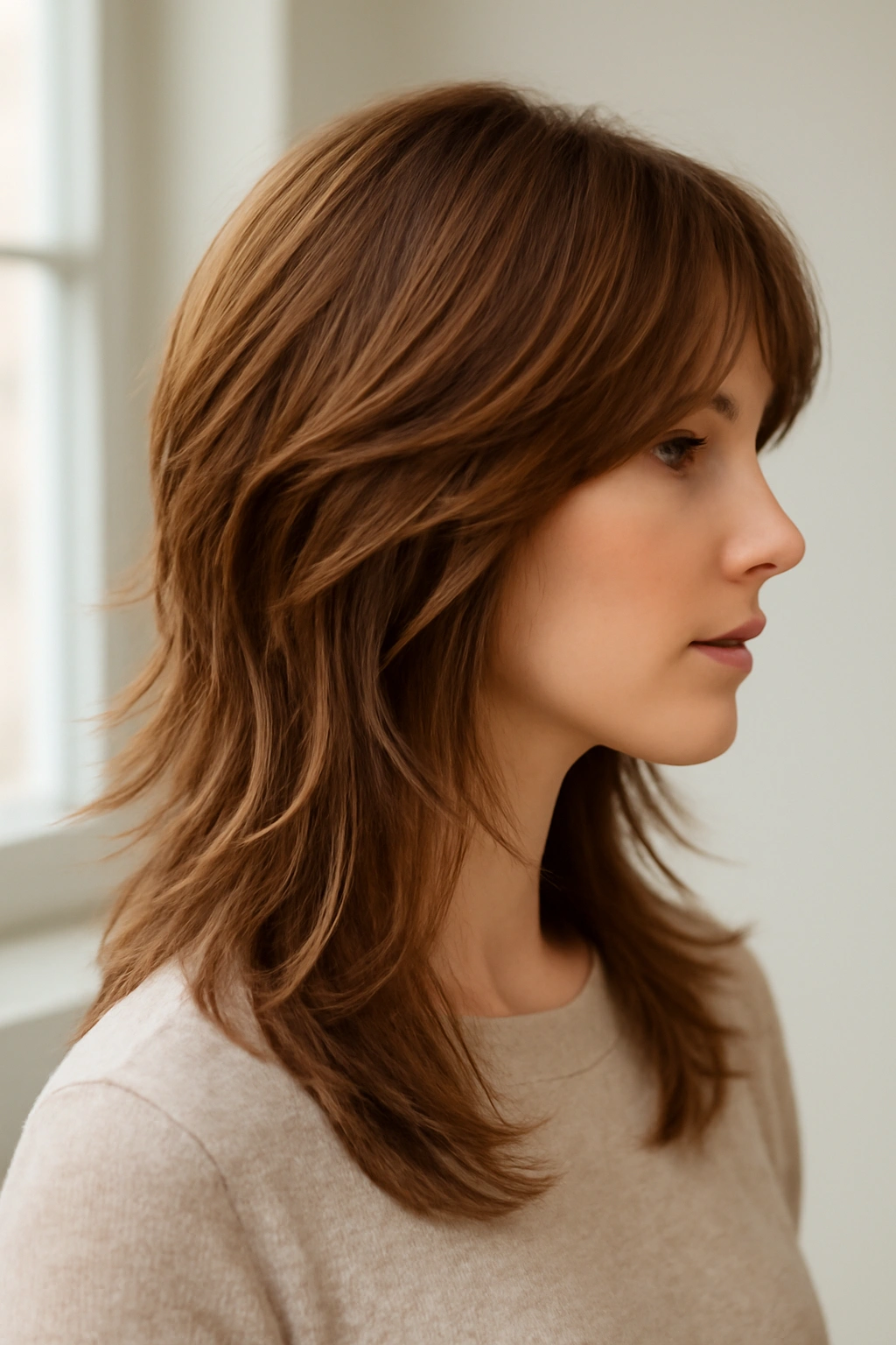 25 Medium Haircuts You’ll Want to Try Immediately 10 Long hair with feathered layers creating a winged, airy movement