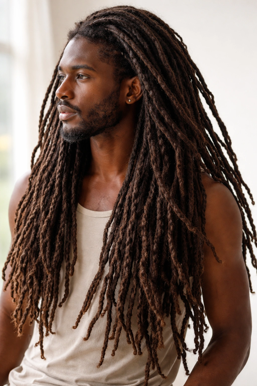 Long free-form locs with natural movement