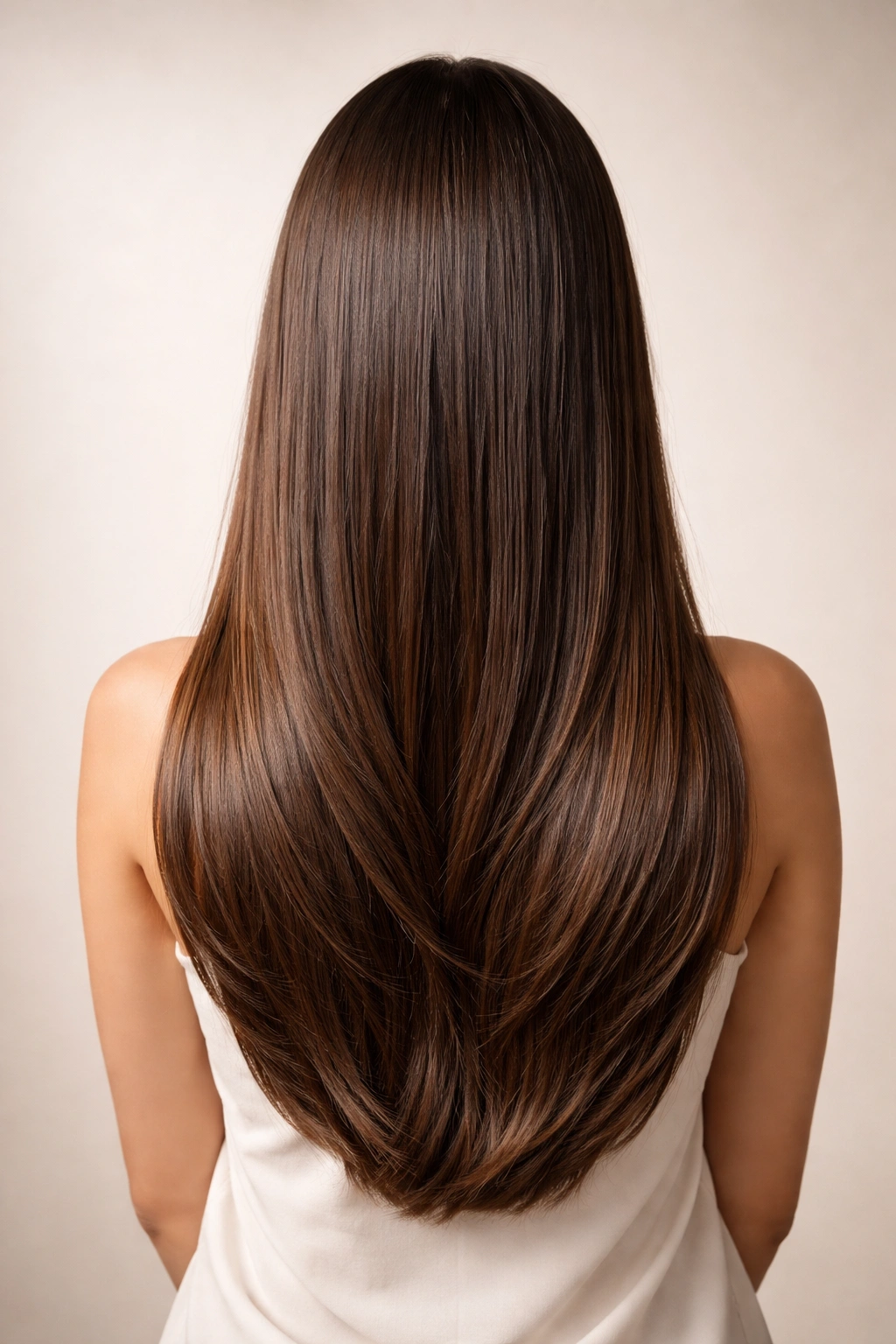 Long hair flowing down the back with healthy ends