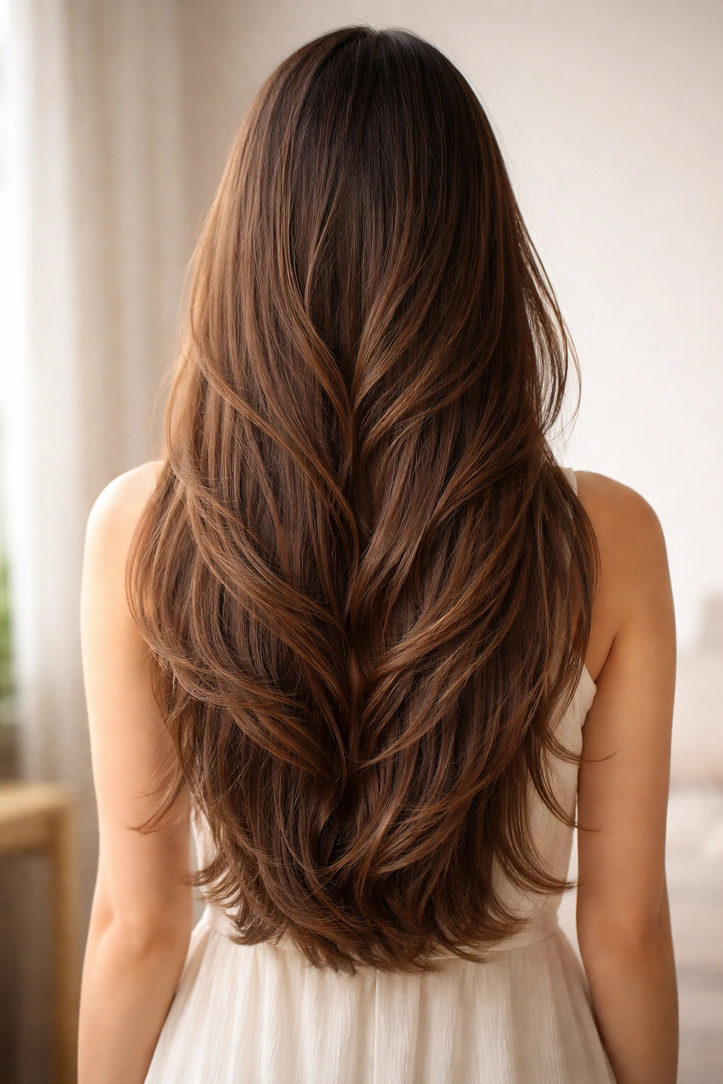 20 Long Face Haircuts Women Keep Requesting 14 Waist-length hair with internal layers showing movement and width