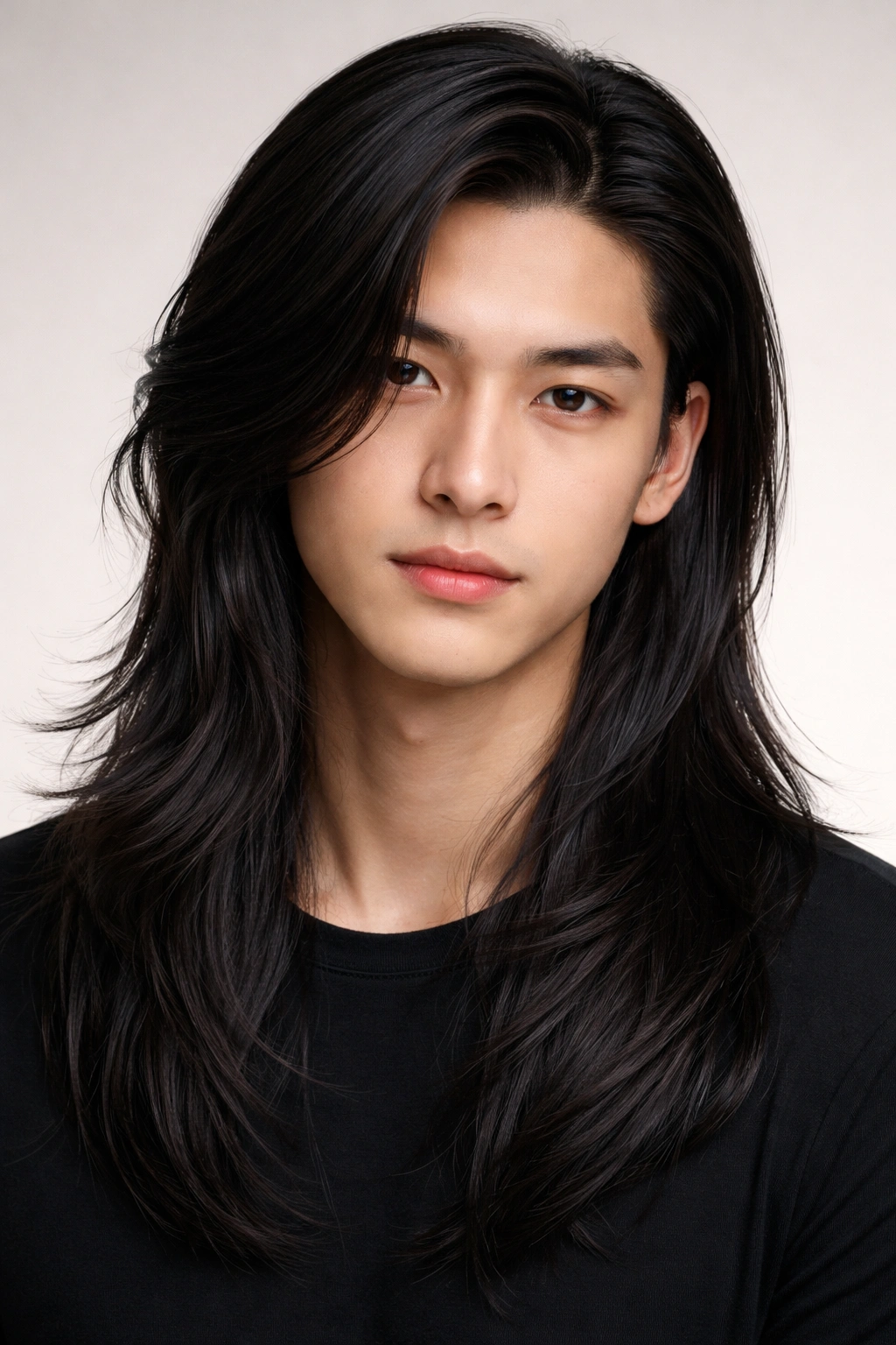 Long hair with a clean defined side part