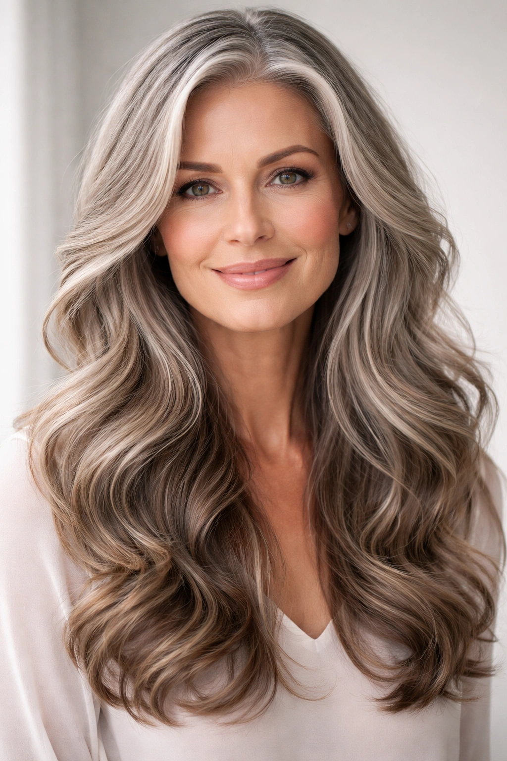 Long hair with soft curls and gentle waves