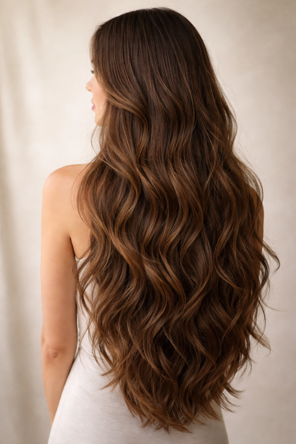 15 Hairstyles That Beautifully Flatter Long Faces 15 Waist-length hair with abundant texture and minimal layering in waves