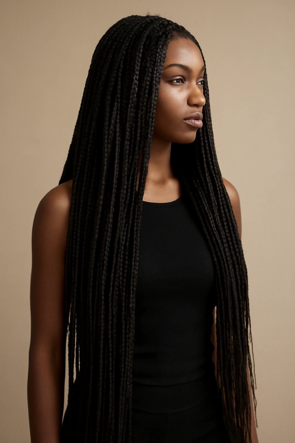 15 Knotless Braid Styles Black Women Are Wearing Now 6 Long knotless braids cascading past shoulders with dramatic length