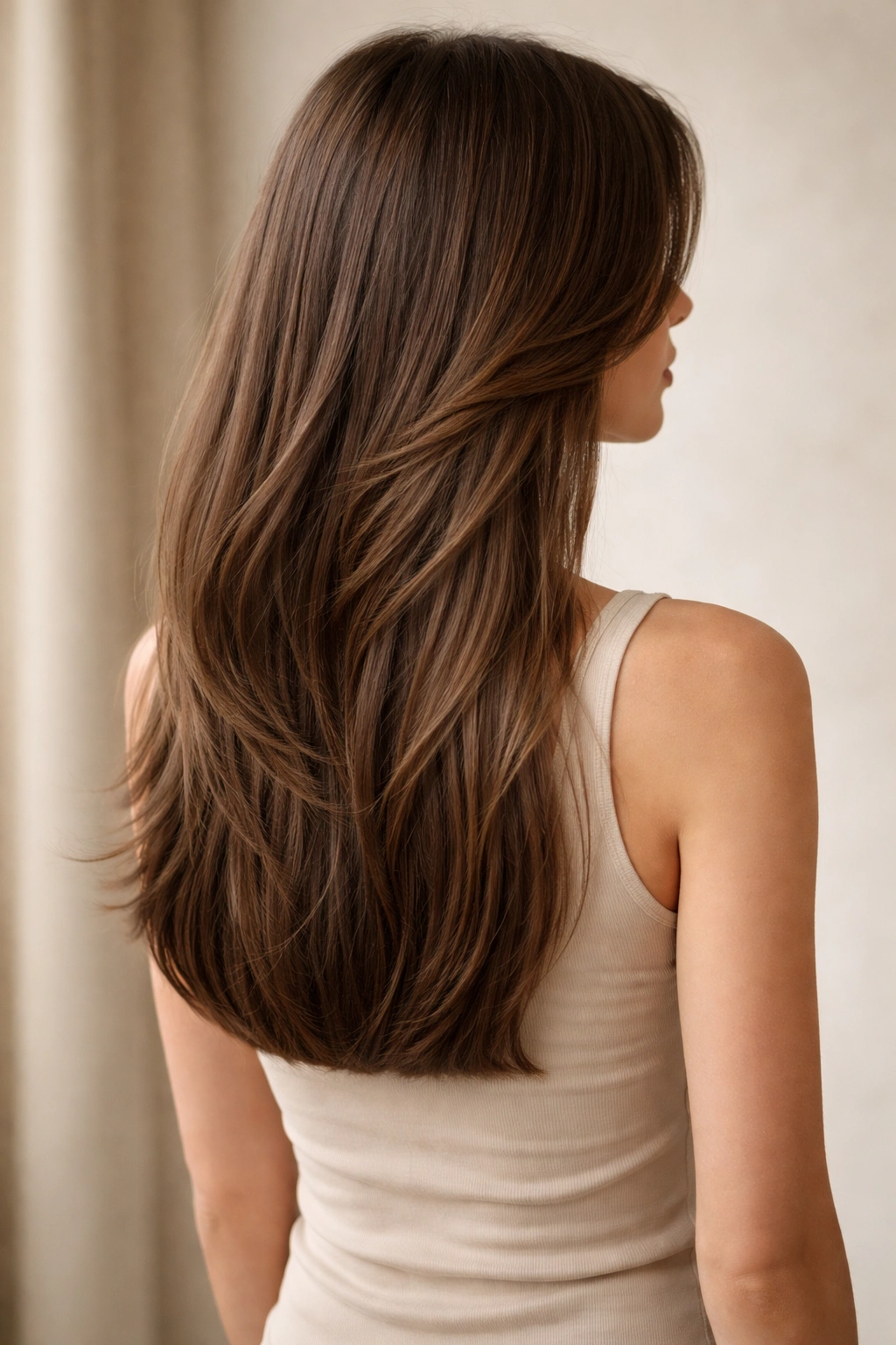 25 Long Haircuts For Women With Every Hair Type 25 Close-up of long layered hair with a blunt back, showing texture and layers