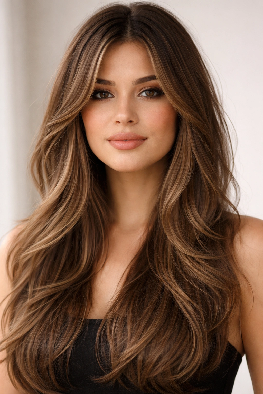 12 Hairstyles Perfectly Suited To A Round Face 1 Close-up of long layered hair with face-framing pieces to elongate the face