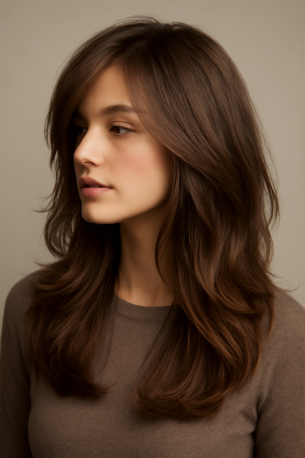 Portrait of long layered hair with movement and dimension