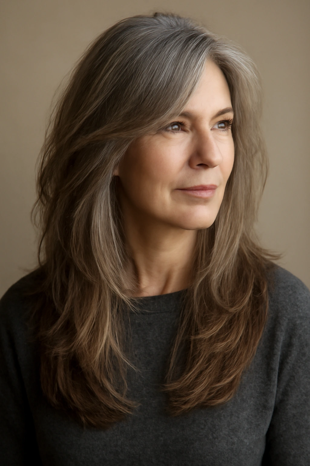 15 Modern Hairstyles for Older Women With Great Style 3 Long hair with textured layers from chin to ends showing movement