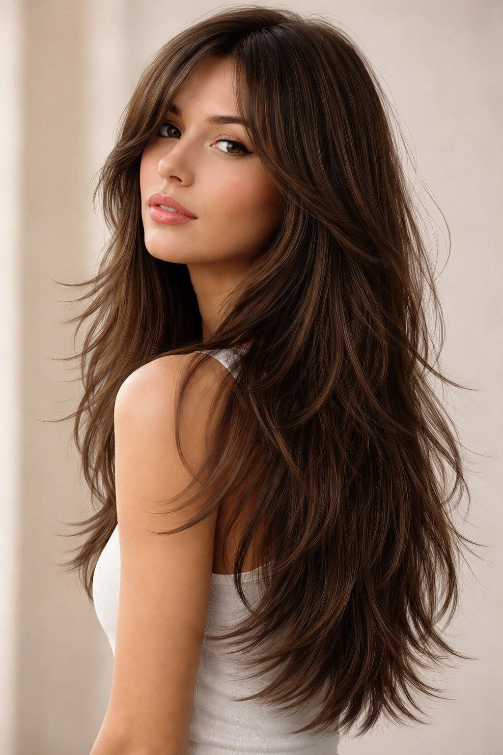 12 French Cut Hairstyles That Look Effortlessly Chic 9 Long hair with mid-length layers and wispy ends.
