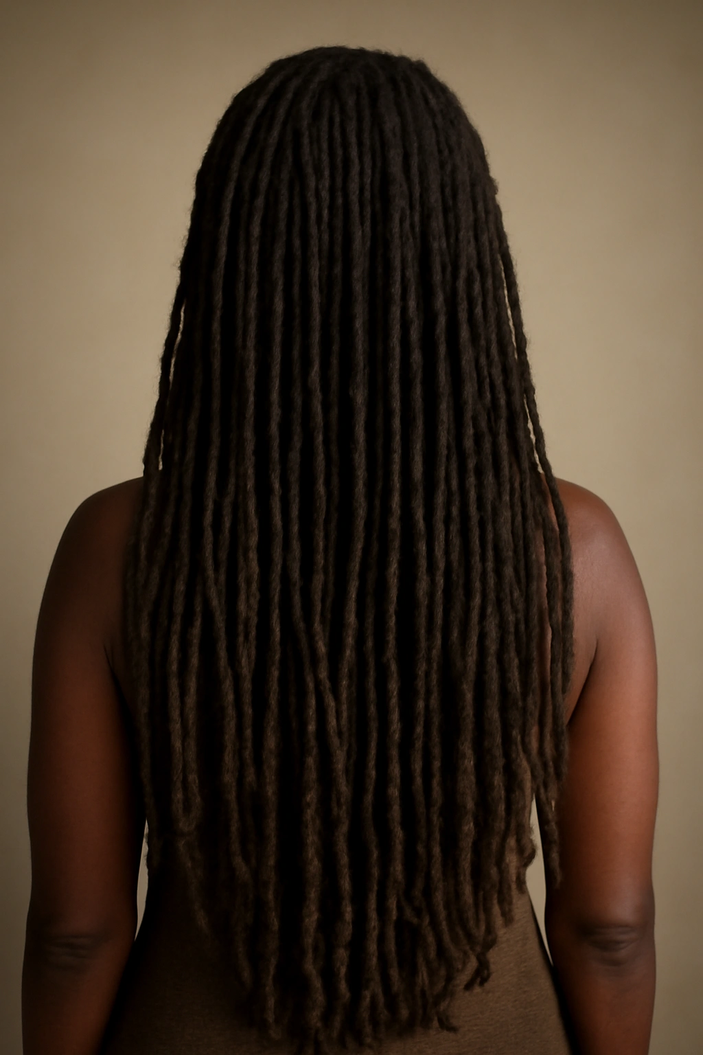 18 Dreadlock Styles Sorted From Short to Long 14 Back view of fully mature long locs 28-36 inches with natural texture