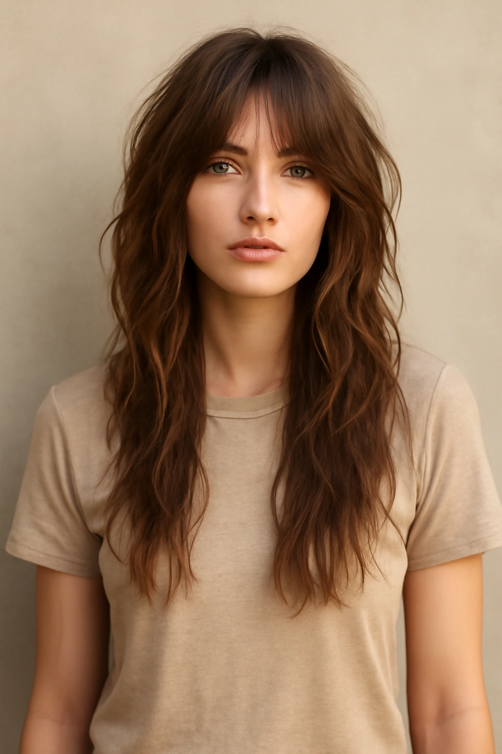 20 Shaggy Styles That Make Your Hair Look Effortlessly Good 6 Full-length shot of The Long Shag with Face-Framing Layers showing front layers cascading to back
