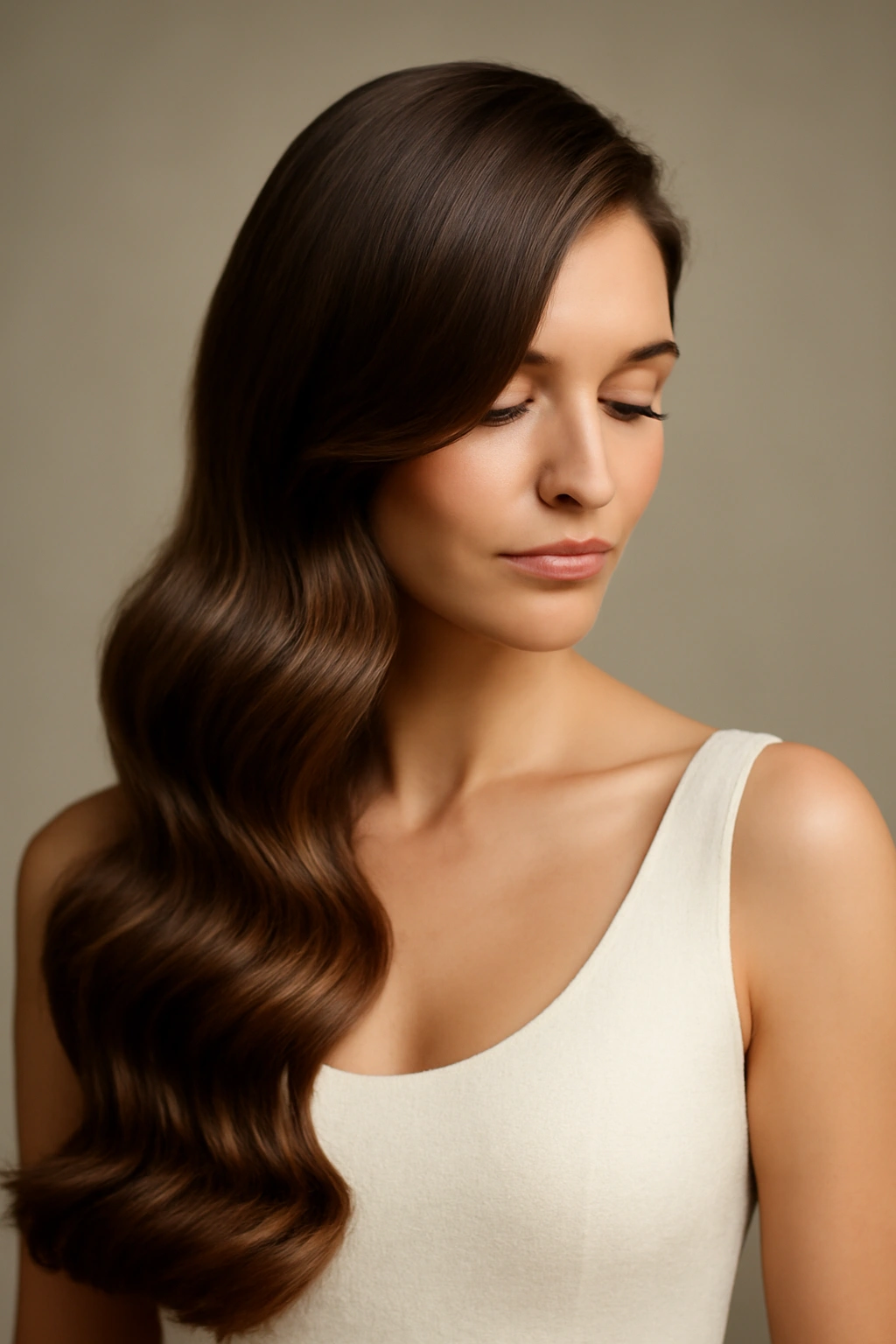 12 Wedding Guest Hairstyles You Can Do Yourself 9 Side-swept long waves cascading to one side with a glossy finish