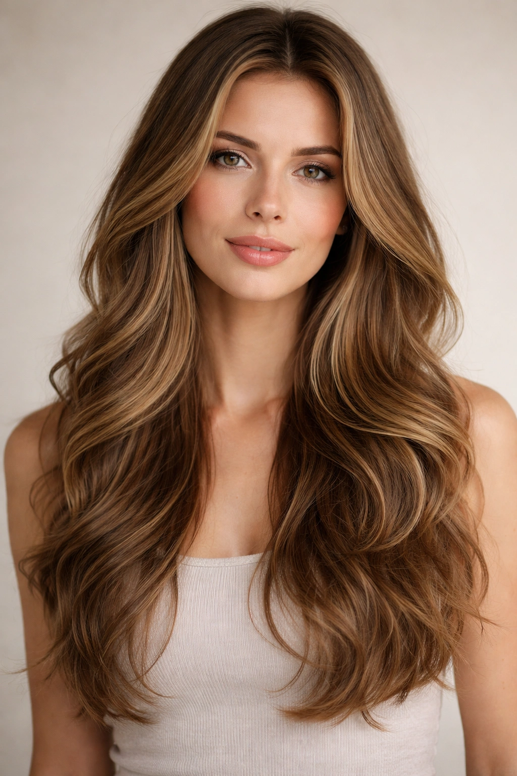 20 Long Face Hairstyles With And Without Bangs 5 Long wavy layers hairstyle without bangs showing cheekbone-width balance