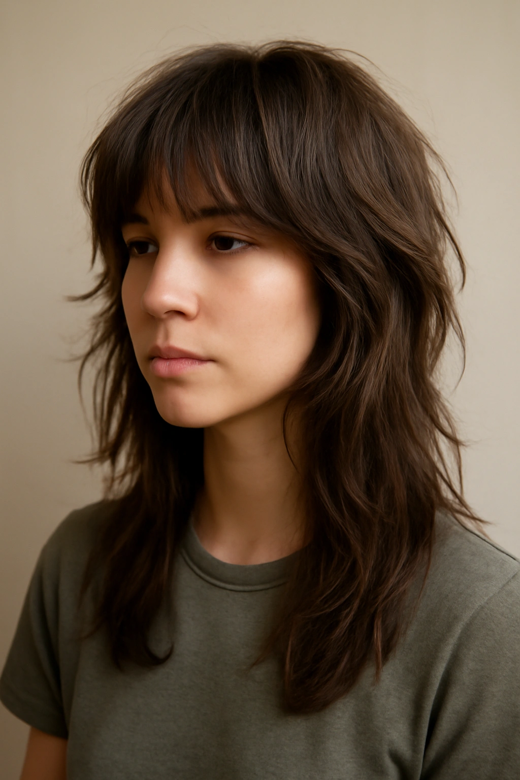 10 Messy Medium Shags You Can Air Dry Easily 7 Close-up of long wispy shag hair with feathered layers framing the face