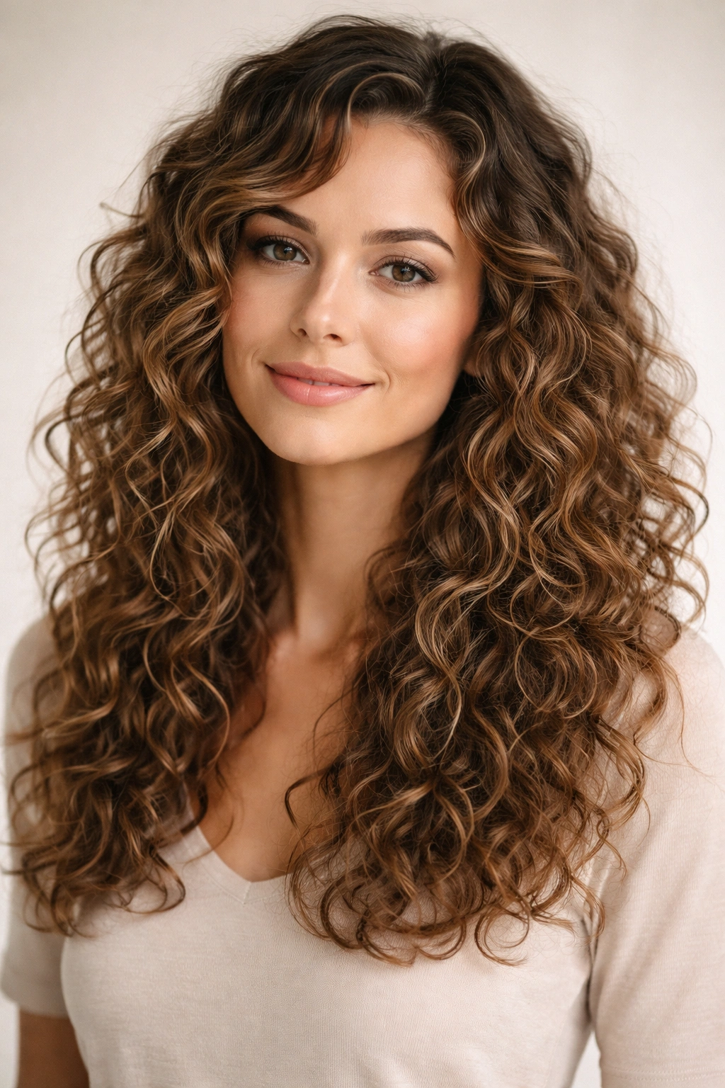 Long curly cut with longer layers defining curls and maintaining length