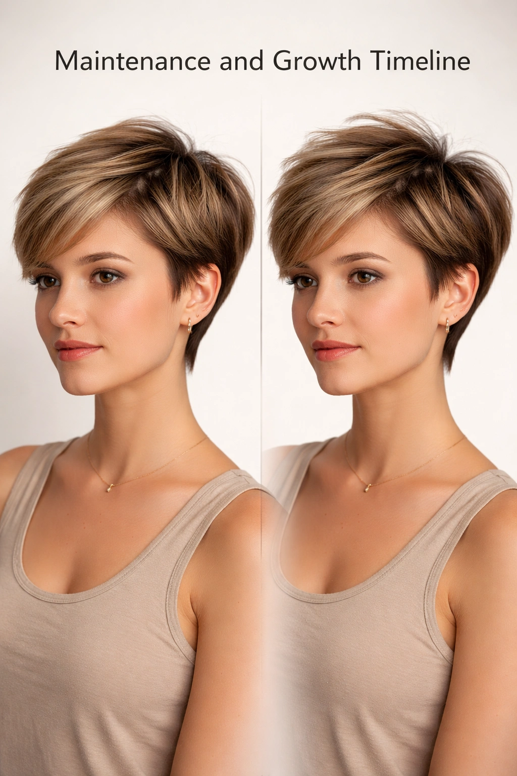Portrait of a person with a longer pixie showing balanced length and subtle lift.