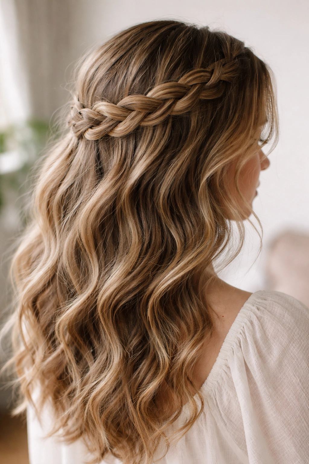12 Easy Everyday Hairstyles For Naturally Wavy Hair 3 Loose braided crown around the head with visible waves underneath