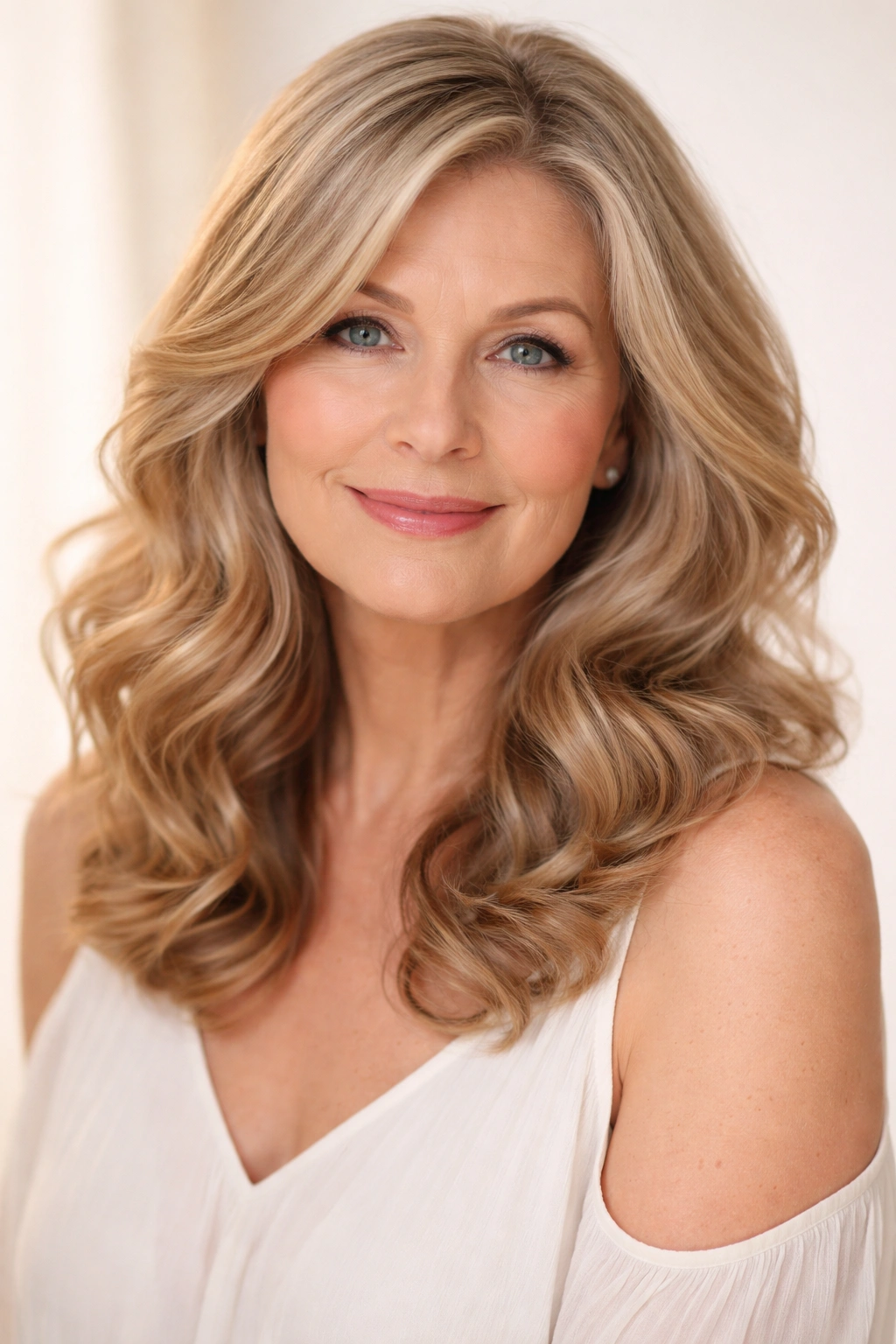 Medium-length hair with soft, flowing loose curls