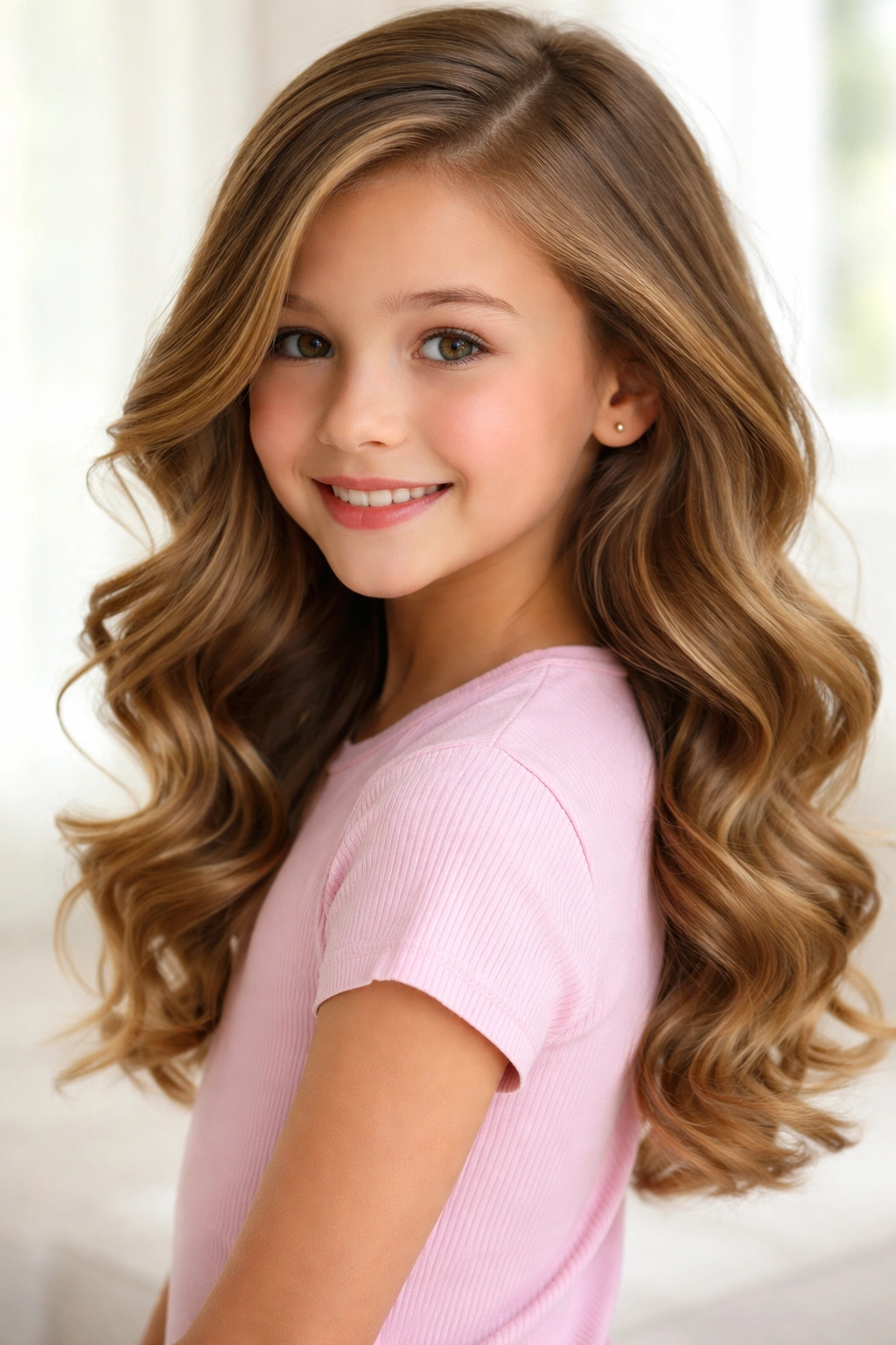 Soft waves cascading over the shoulder with a deep side part