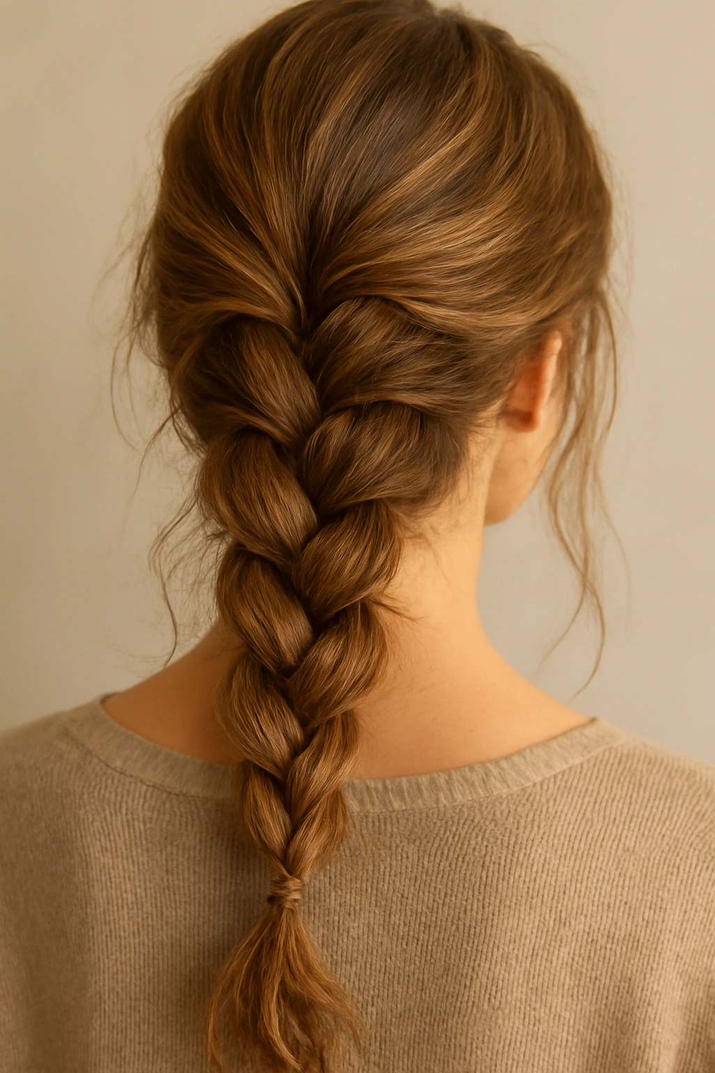 Loosely pancaked romantic braid with soft texture