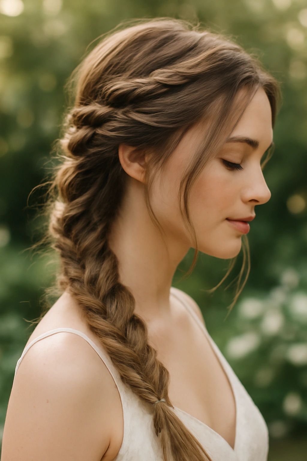 8 Half-Up Braided Styles That Were Made for Weddings 9 Loose textured braid running from temple to shoulder for a romantic undone look