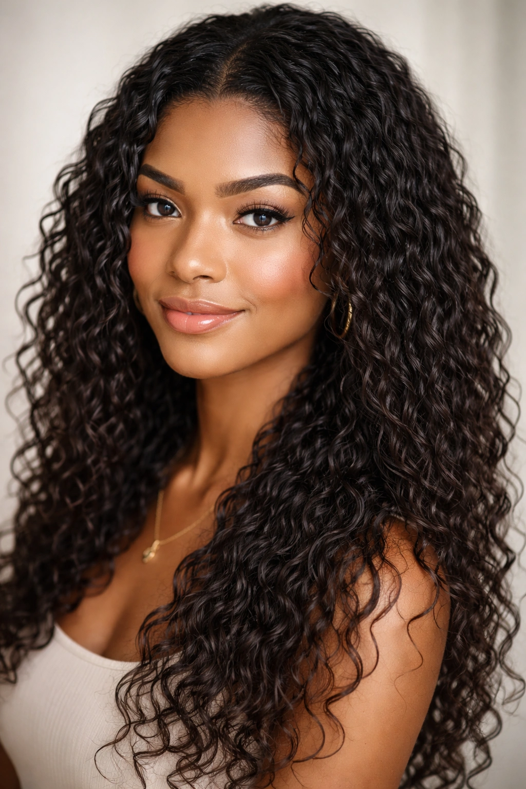 Full head of loose tendrils created by combing wet curls