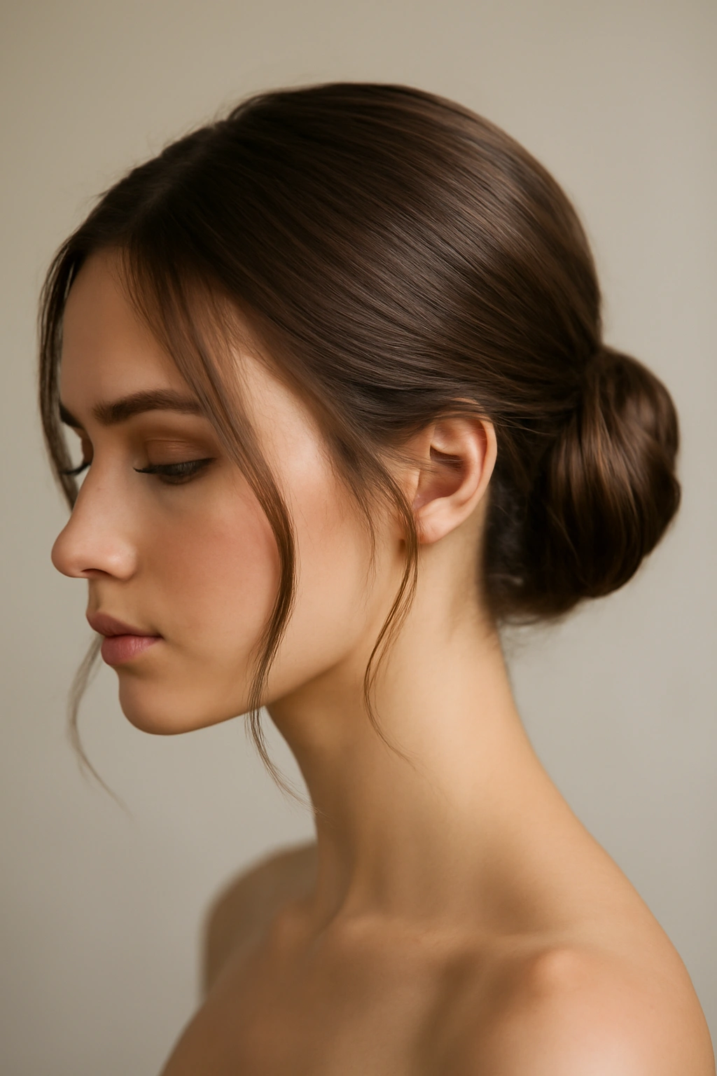 15 Wedding Hairstyles That Look Great on Short Hair 2 Sleek low bun with face-framing pieces on a short hairstyle