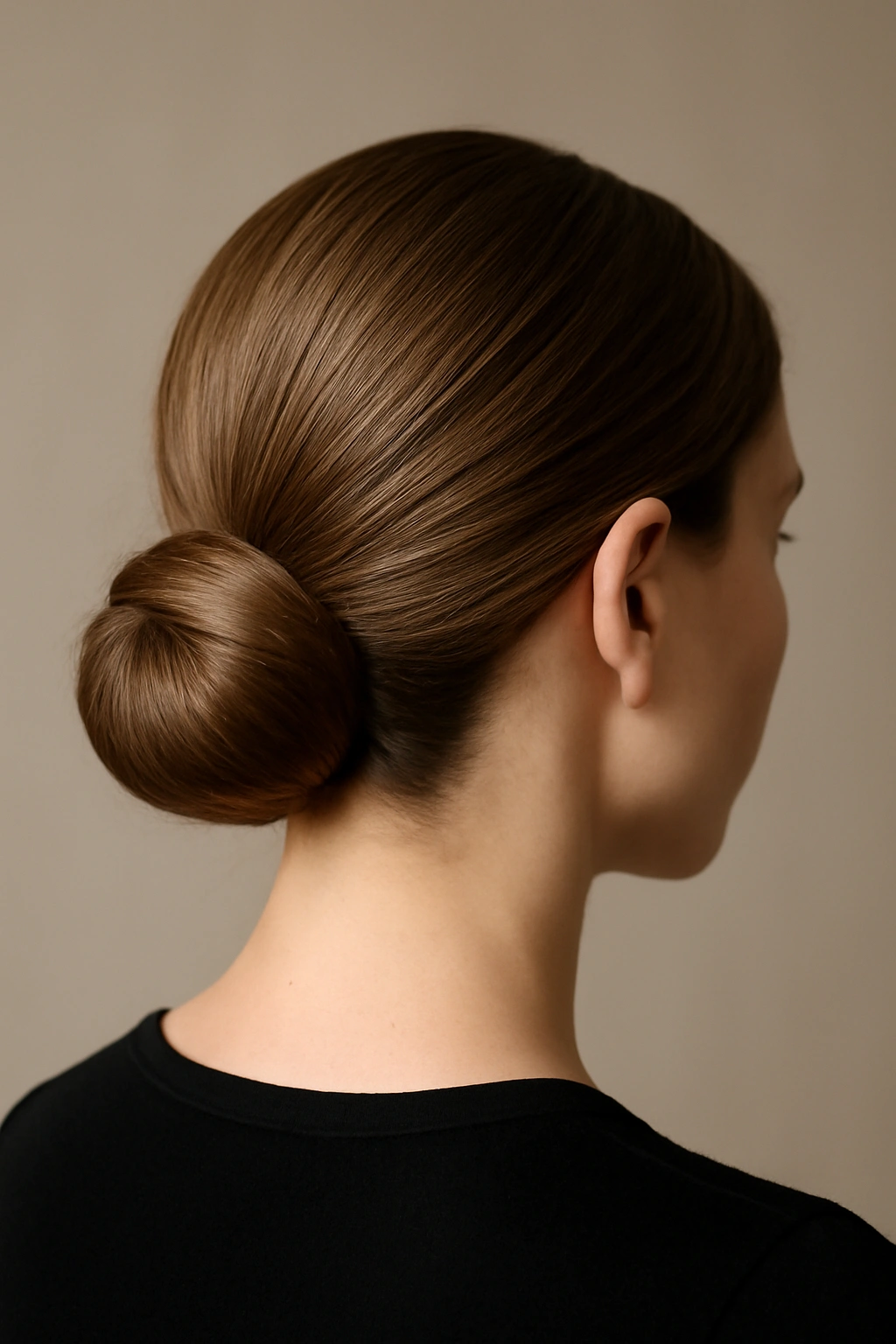8 Classic Updos That Work for Any Formal Occasion 2 Centered low bun at nape with smooth, polished strands