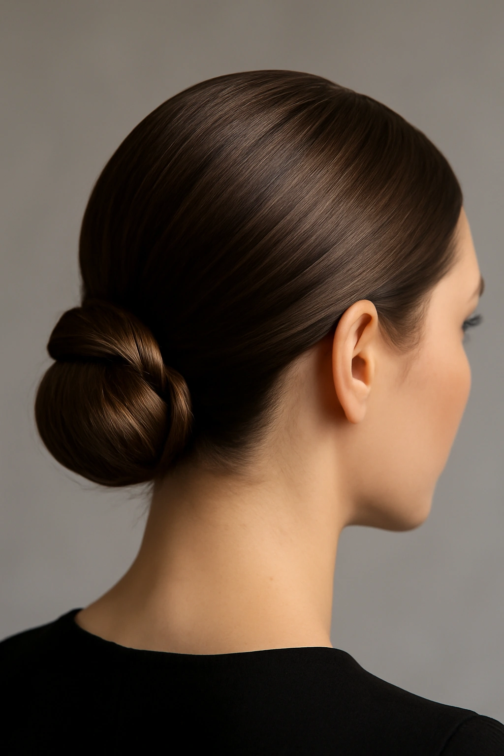 10 Formal Hairstyles That Look Stunning on Short Hair 2 Side profile of short hair in a sleek low bun with a twist