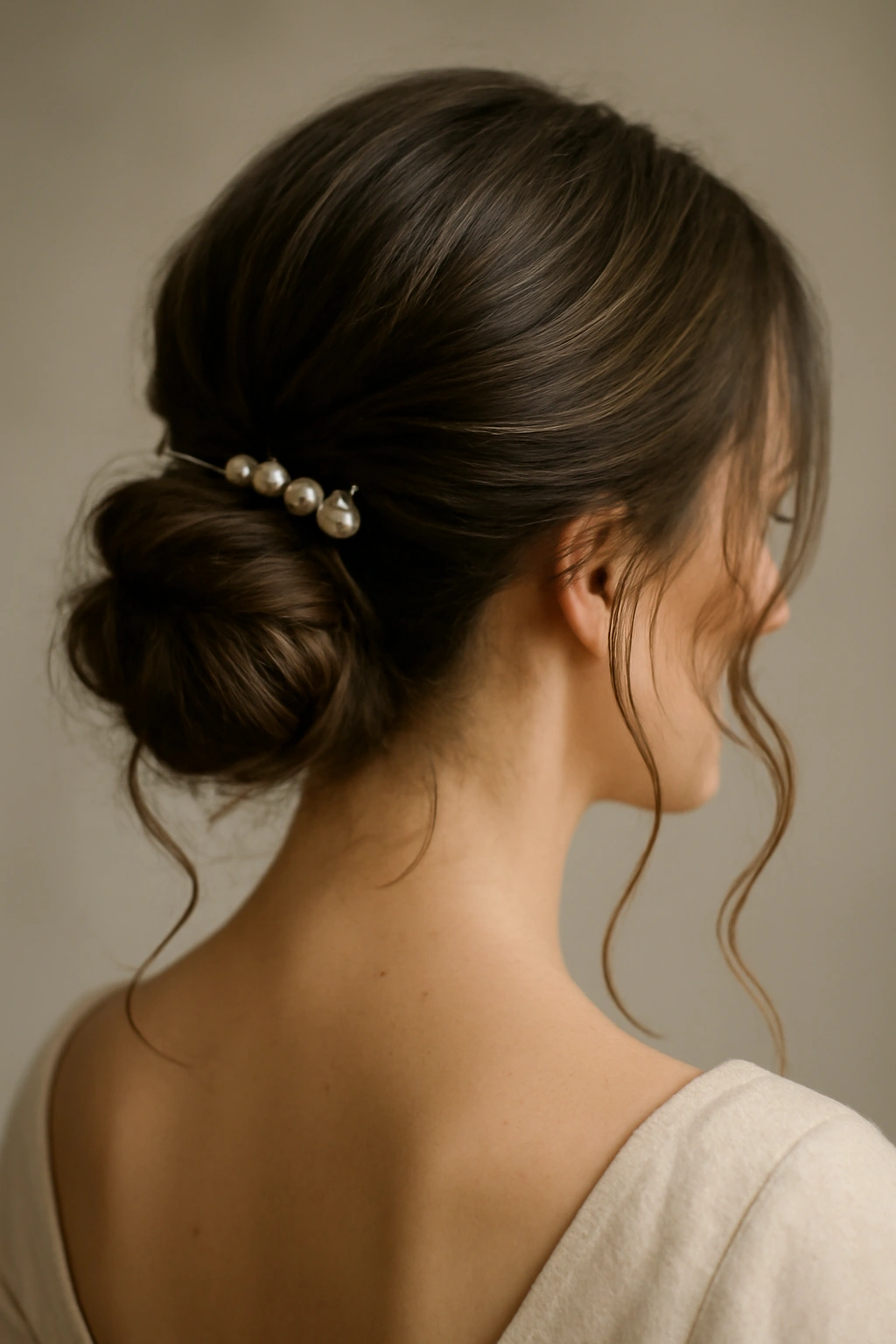 25 Wedding Hairstyles From Pixie Cuts to Long Waves 5 Low bun with cascading tendrils bridal hairstyle