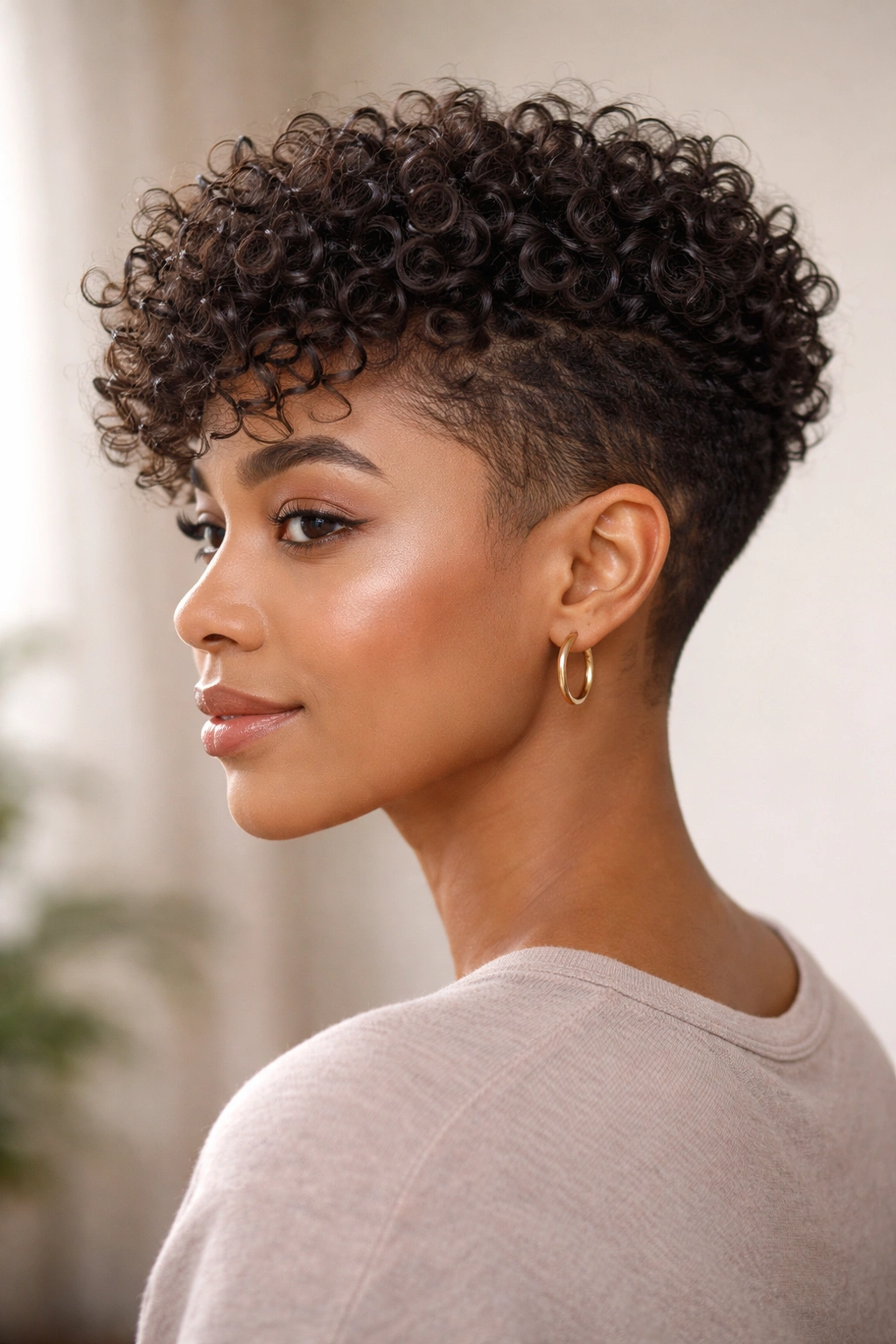 Low fade on sides with fuller top for fine curls