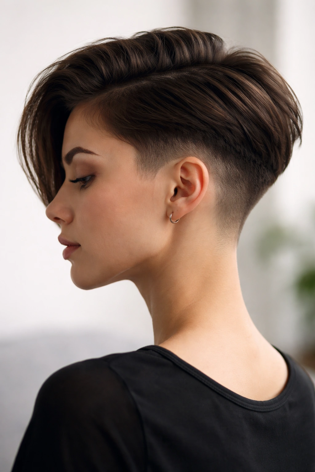 12 Undercut Hairstyles For Women Who Crave Edge 8 Profile view of a low fade undercut at the nape with smooth transition