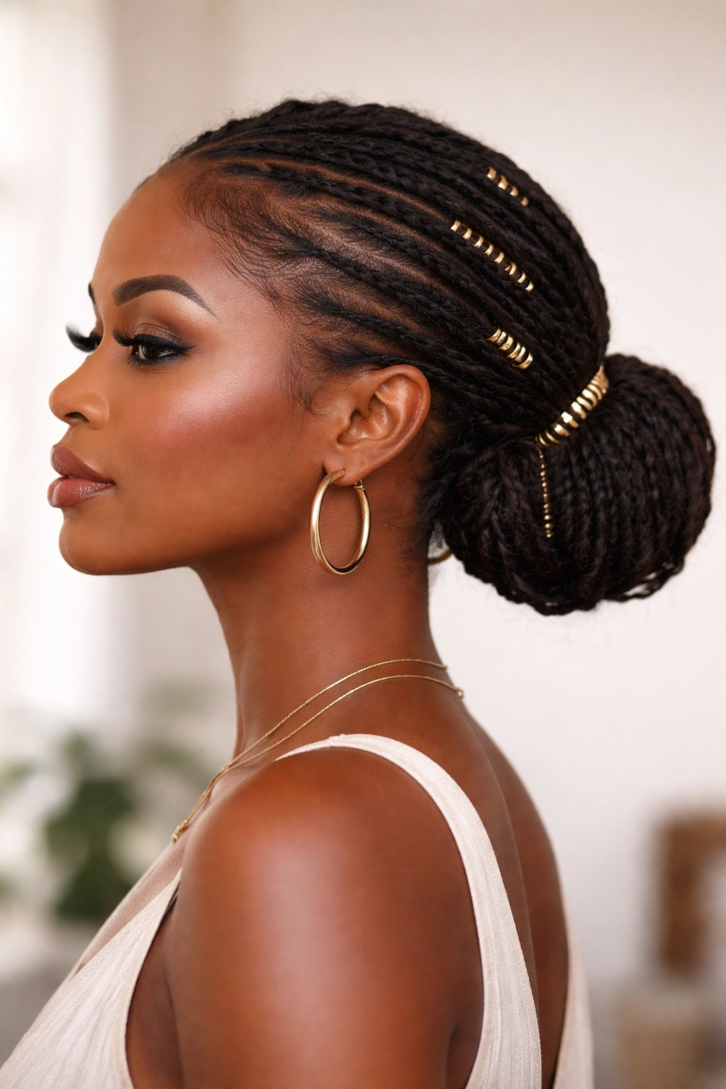 20 Gorgeous Pushback Hairstyles Every Black Woman Should Try 18 Low locs pushed back into a low bun with decorative wraps