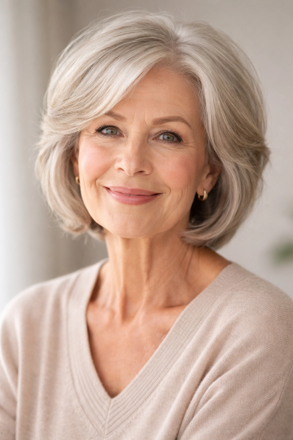 Mature woman with a simple low-maintenance hairstyle