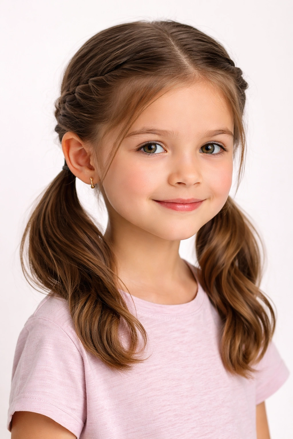 Low pigtails with twists secured at the nape