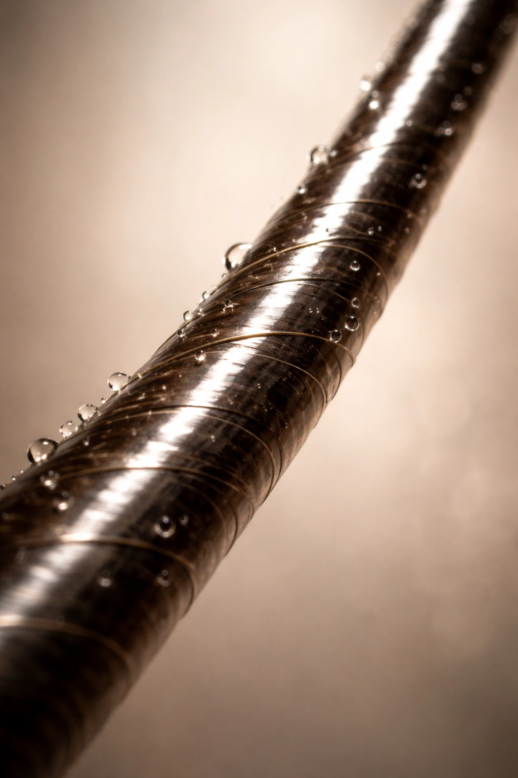 Glossy, smooth hair strand showing low porosity surface