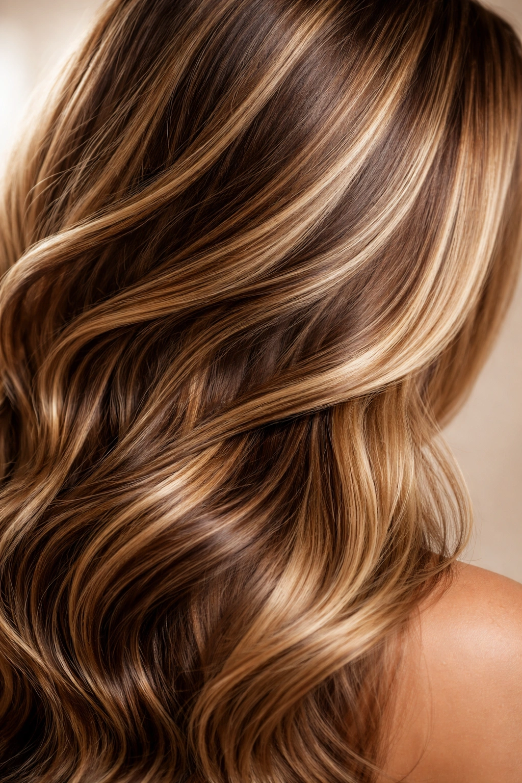 Hair with darker strands creating depth and volume