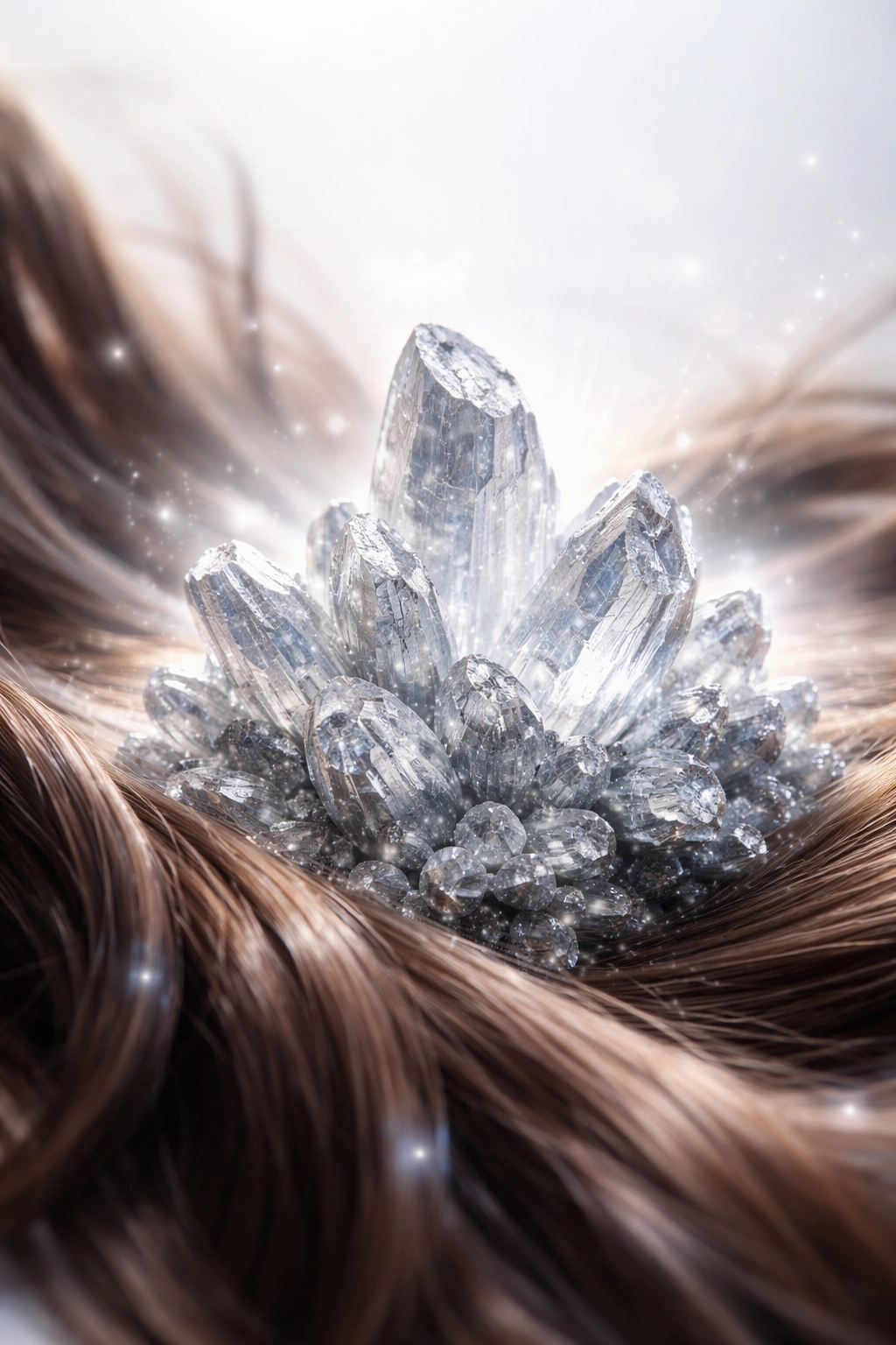 Magnesium crystal with glow indicating support for growth