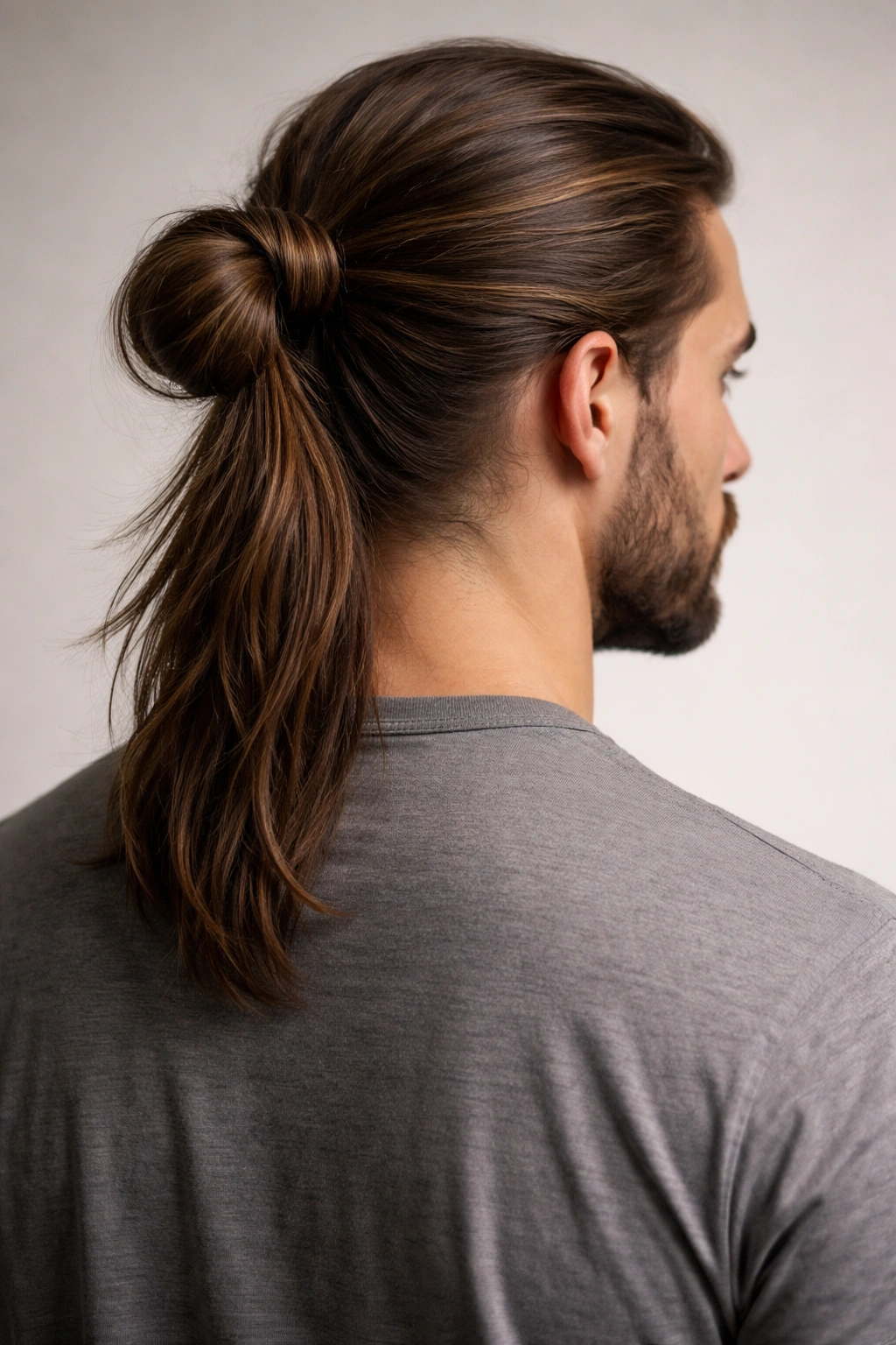 Hair loop bun ponytail hybrid with ends hanging out