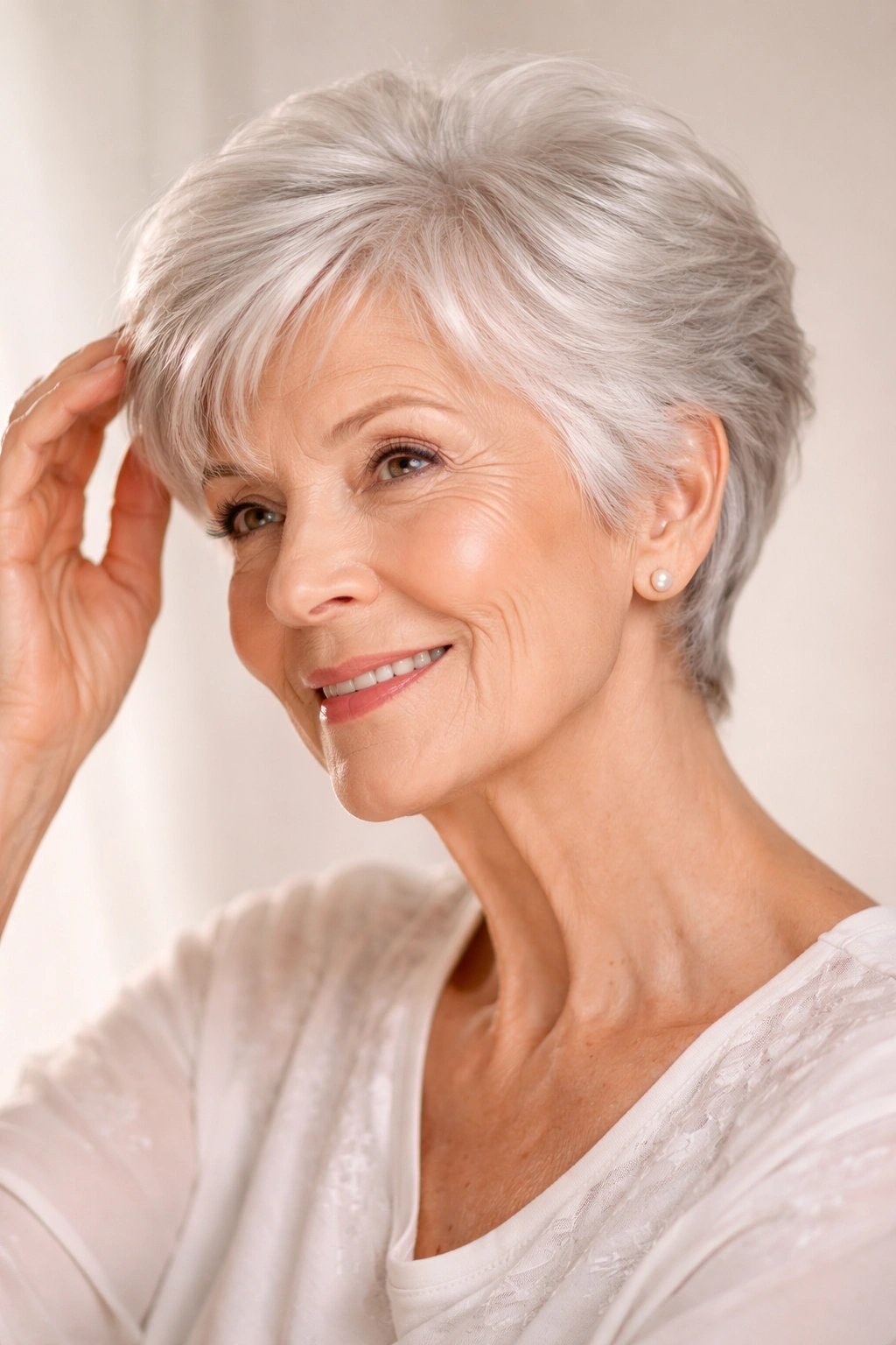 Close-up of mature hair showing moisture and shine