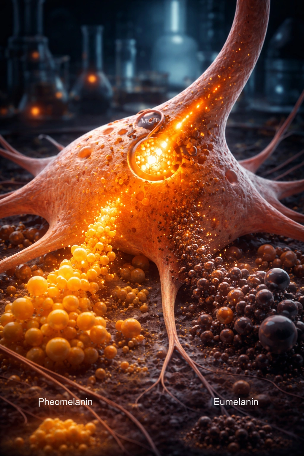 MC1R gene concept showing receptor and pigment switch